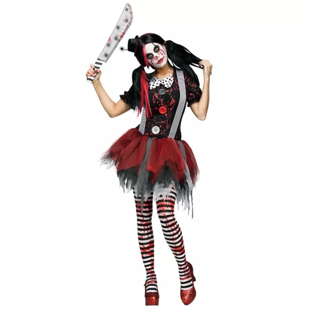 Girls' Red and Black Clown Costume